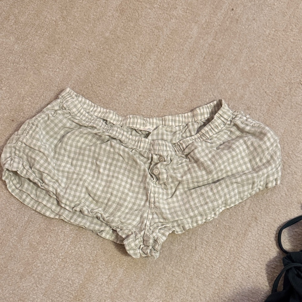 Brandy Melville John Galt Light Green Gingham Shorts